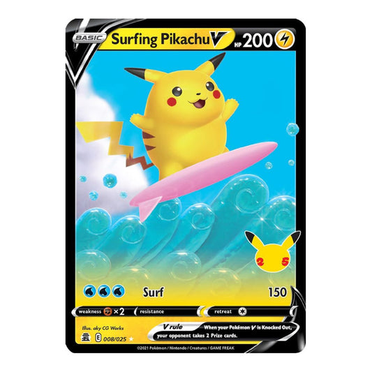 Celebrations (CLB) - Surfing Pikachu V (#008/025) (Near Mint)