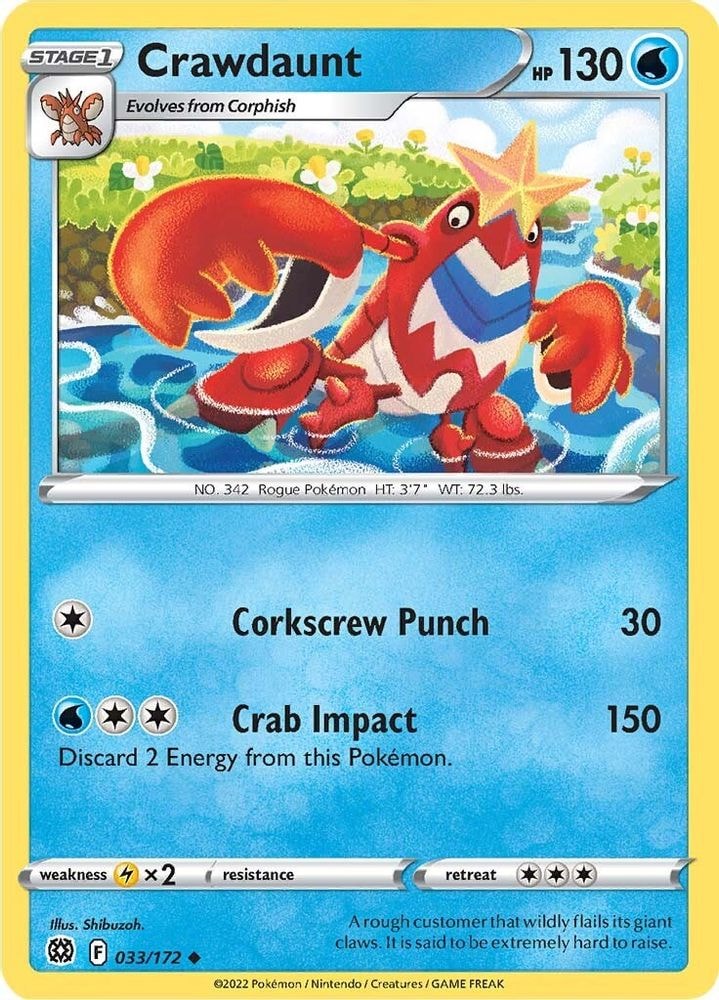 SWSH09: Brilliant Stars (SWSH09) - Crawdaunt (#033/172, Uncommon) ()