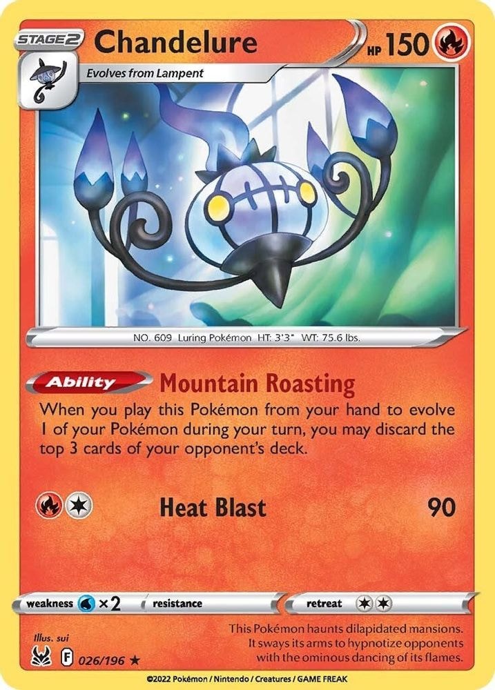 SWSH11: Lost Origin (SWSH11) - Chandelure (#026/196, Holo Rare)
