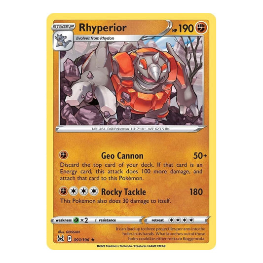 SWSH11: Lost Origin (SWSH11) - Rhyperior (#091/196) (Near Mint)