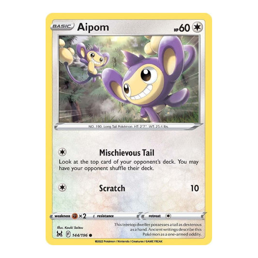 SWSH11: Lost Origin (SWSH11) - Aipom (#144/196) (Near Mint)
