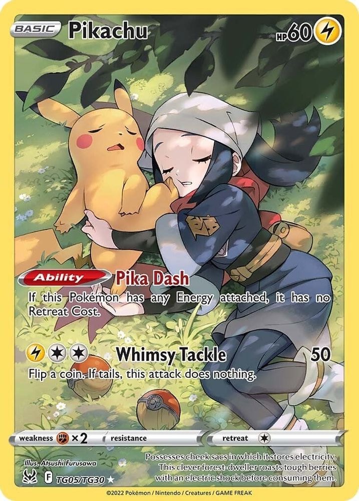 2022 Pokemon: SWSH11: Lost Origin Trainer Gallery (SWSH11: TG) - Pikachu (#TG05/TG30, Ultra Rare)