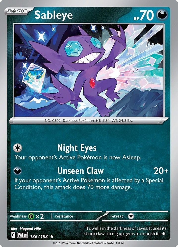 SV02: Paldea Evolved (PAL) - Sableye (#136/193, Rare)