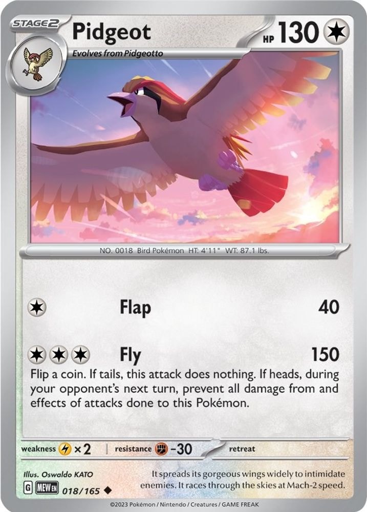 SV: Scarlet & Violet 151 (MEW) - Pidgeot (#018/165, Uncommon) ()