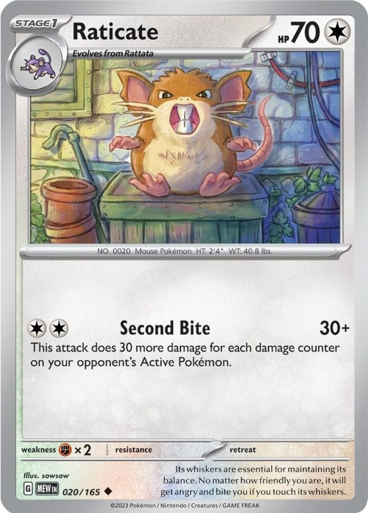 SV: Scarlet & Violet 151 (MEW) - Raticate (#020/165, Uncommon) ()