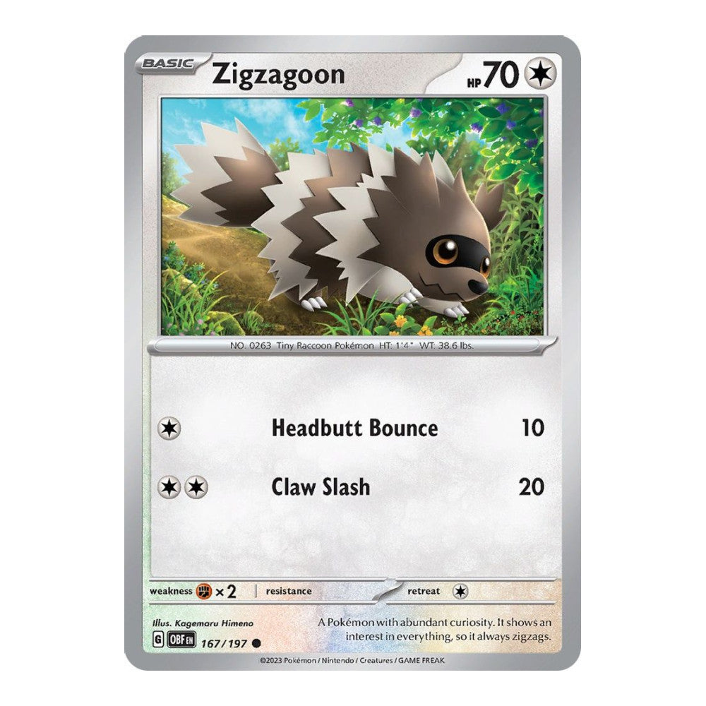SV03: Obsidian Flames (OBF) - Zigzagoon (#167/197) (Near Mint)