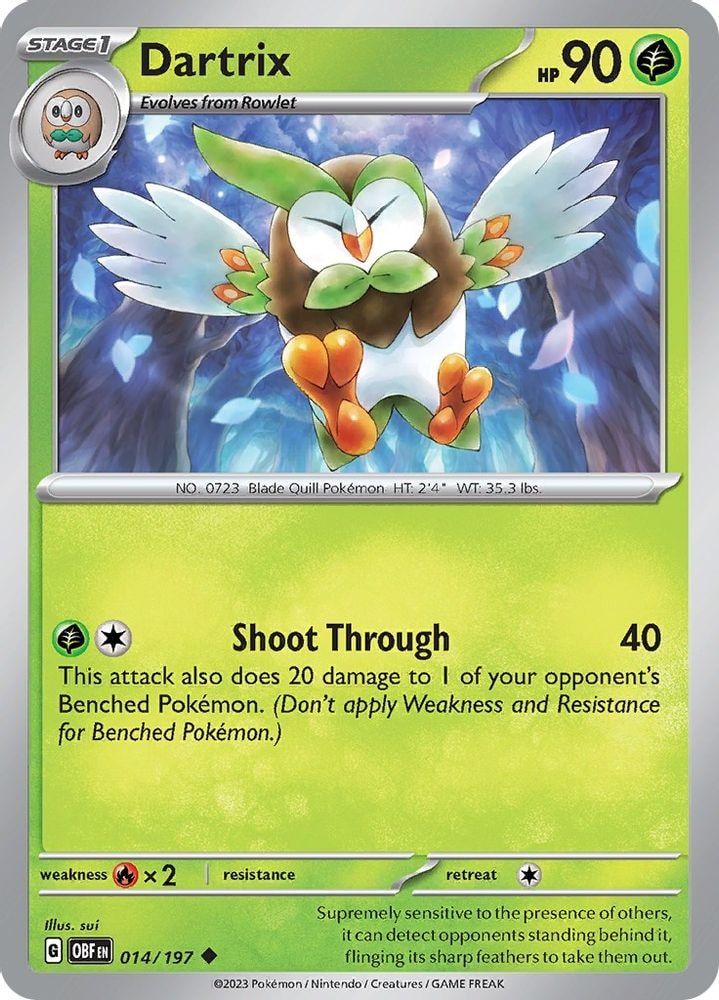 SV03: Obsidian Flames (OBF) - Dartrix (#014/197, Uncommon) ()
