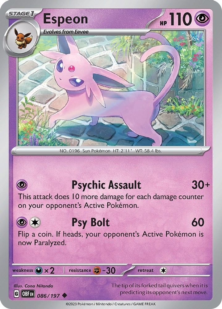 SV03: Obsidian Flames (OBF) - Espeon (#086/197, Uncommon)