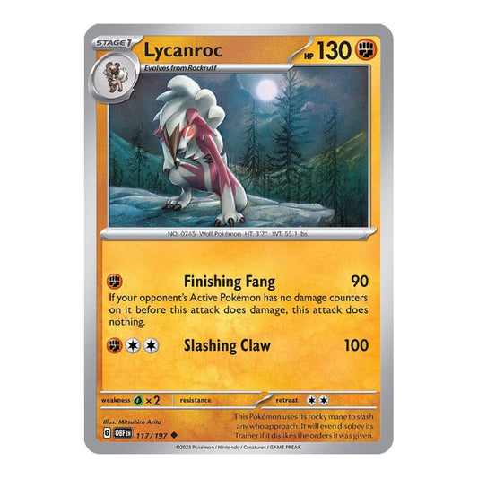 SV03: Obsidian Flames (OBF) - Lycanroc (#117/197) (Near Mint)