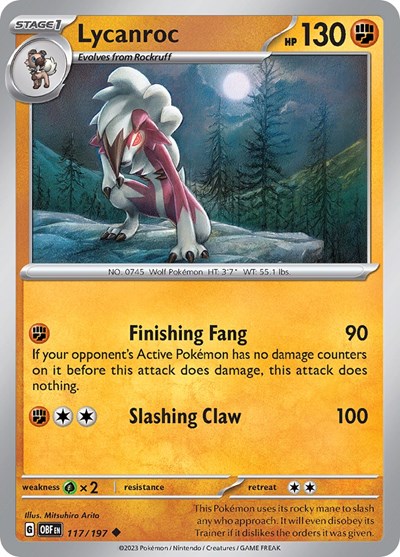 SV03: Obsidian Flames (OBF) - Lycanroc (#117/197, Uncommon) ()
