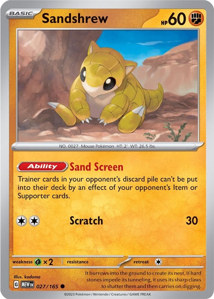 SV: Scarlet & Violet 151 (MEW) - Sandshrew (#027/165, Common) ()