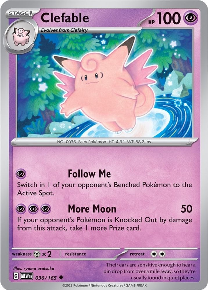 SV: Scarlet & Violet 151 (MEW) - Clefable (#036/165, Uncommon) ()
