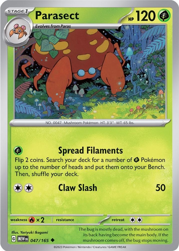 SV: Scarlet & Violet 151 (MEW) - Parasect (#047/165, Uncommon) ()