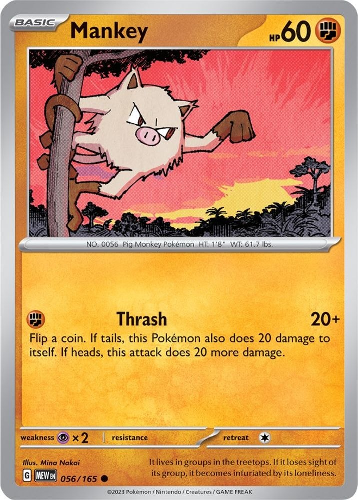 SV: Scarlet & Violet 151 (MEW) - Mankey (#056/165, Common) ()