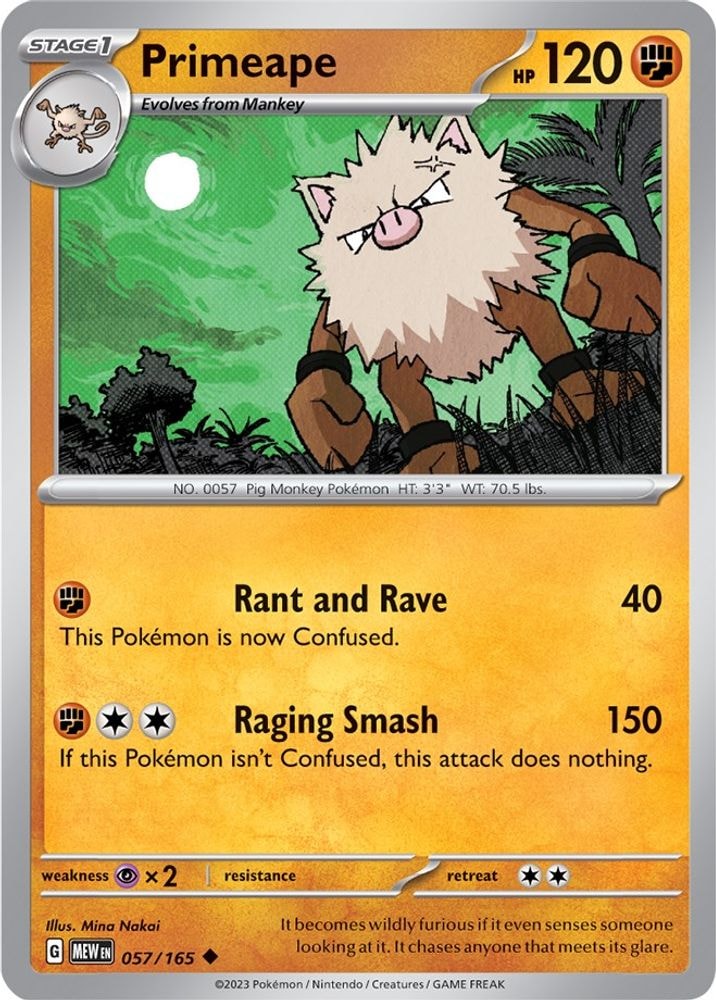 SV: Scarlet & Violet 151 (MEW) - Primeape (#057/165, Uncommon) ()