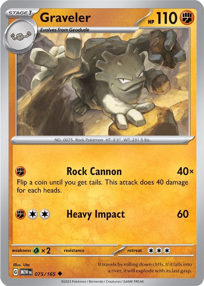 SV: Scarlet & Violet 151 (MEW) - Graveler (#075/165, Uncommon) ()