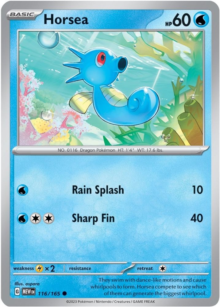SV: Scarlet & Violet 151 (MEW) - Horsea (#116/165, Common) ()