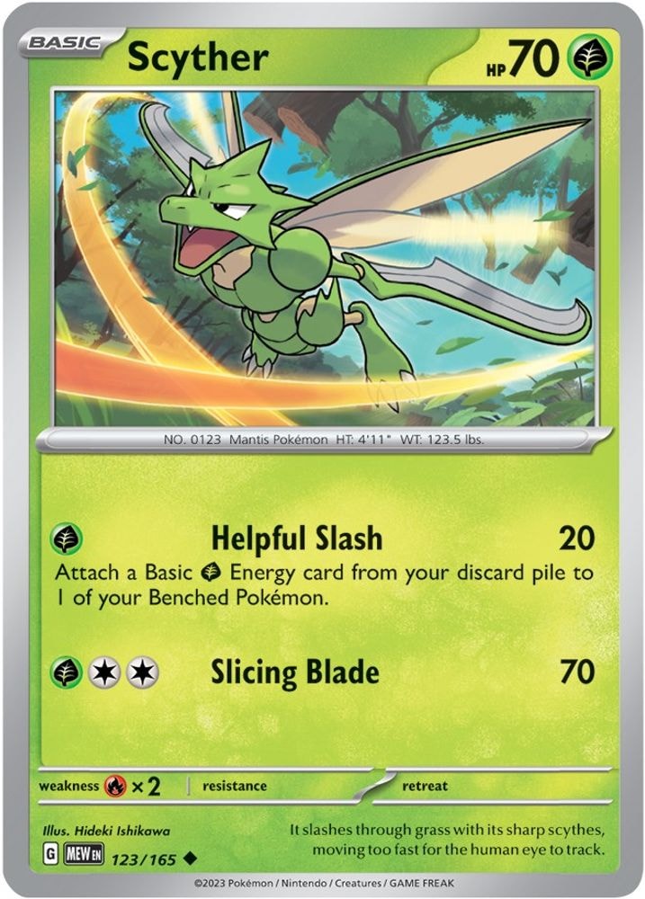 SV: Scarlet & Violet 151 (MEW) - Scyther (#123/165, Uncommon) ()