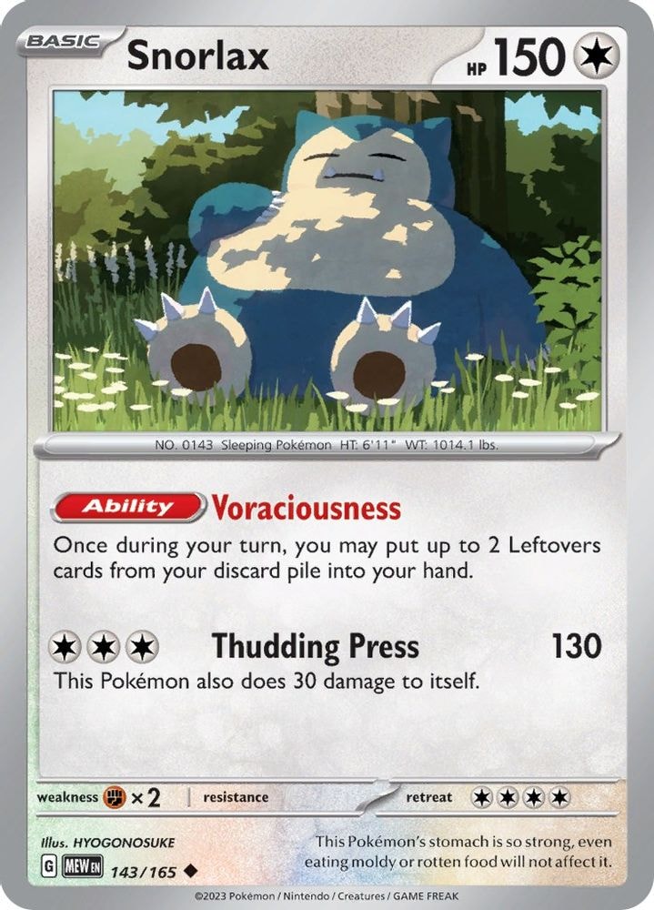 SV: Scarlet & Violet 151 (MEW) - Snorlax (#143/165, Uncommon) ()