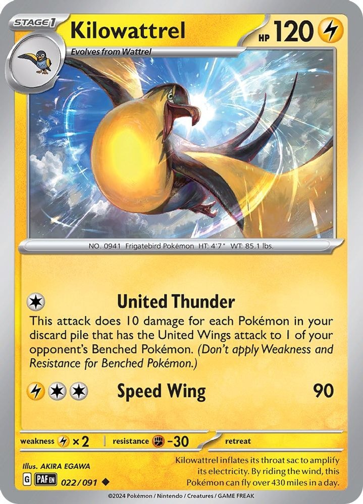 SV: Paldean Fates (PAF) - Kilowattrel - 022/091 (#022/091, Uncommon) ()