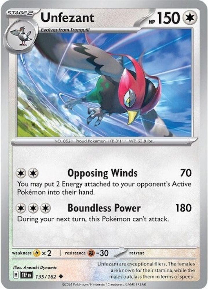 SV05: Temporal Forces (TEF) - Unfezant (#135/162, Uncommon) ()