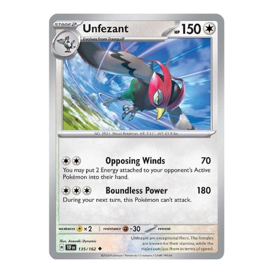 SV05: Temporal Forces (TEF) - Unfezant (#135/162) (Near Mint)