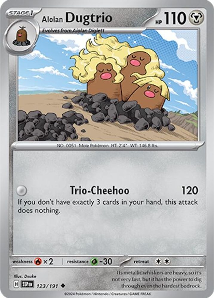 SV08: Surging Sparks (SSP) - Alolan Dugtrio - 123/191 (#123/191, Uncommon) ()