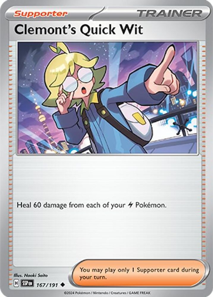 SV08: Surging Sparks (SSP) - Clemont's Quick Wit - 167/191 (#167/191, Uncommon) ()