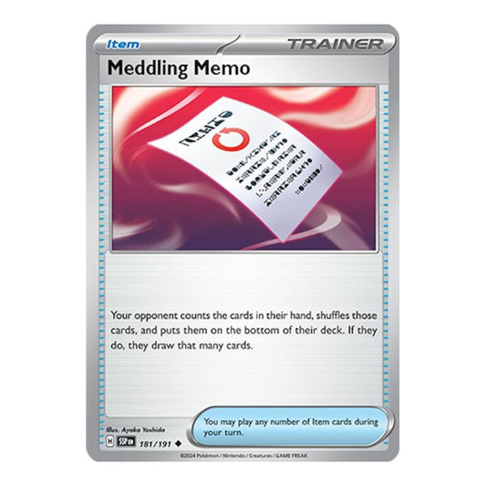 SV08: Surging Sparks (SSP) - Meddling Memo (#181/191) (Near Mint)