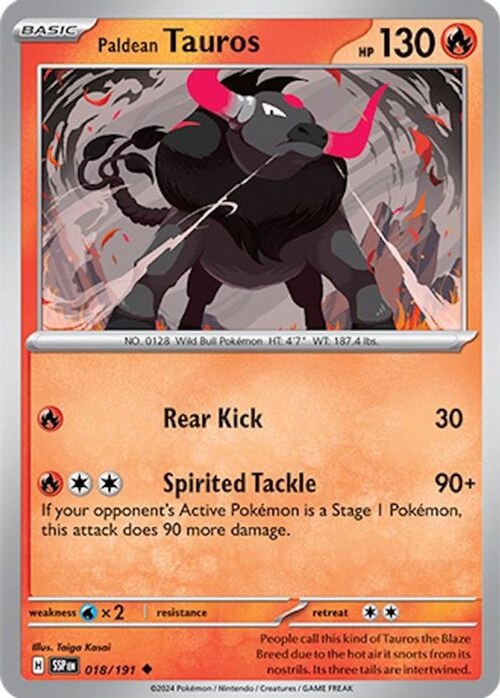 SV08: Surging Sparks (SSP) - Paldean Tauros - 018/191 (#018/191, Uncommon) ()