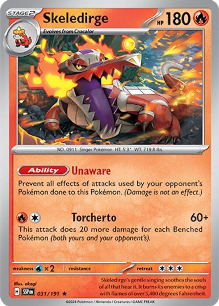 SV08: Surging Sparks (SSP) - Skeledirge (#031/191, Rare) ()