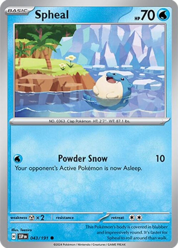 2024 Pokemon: SV08: Surging Sparks (SSP) - Spheal - 043/191 (#043/191, Common)