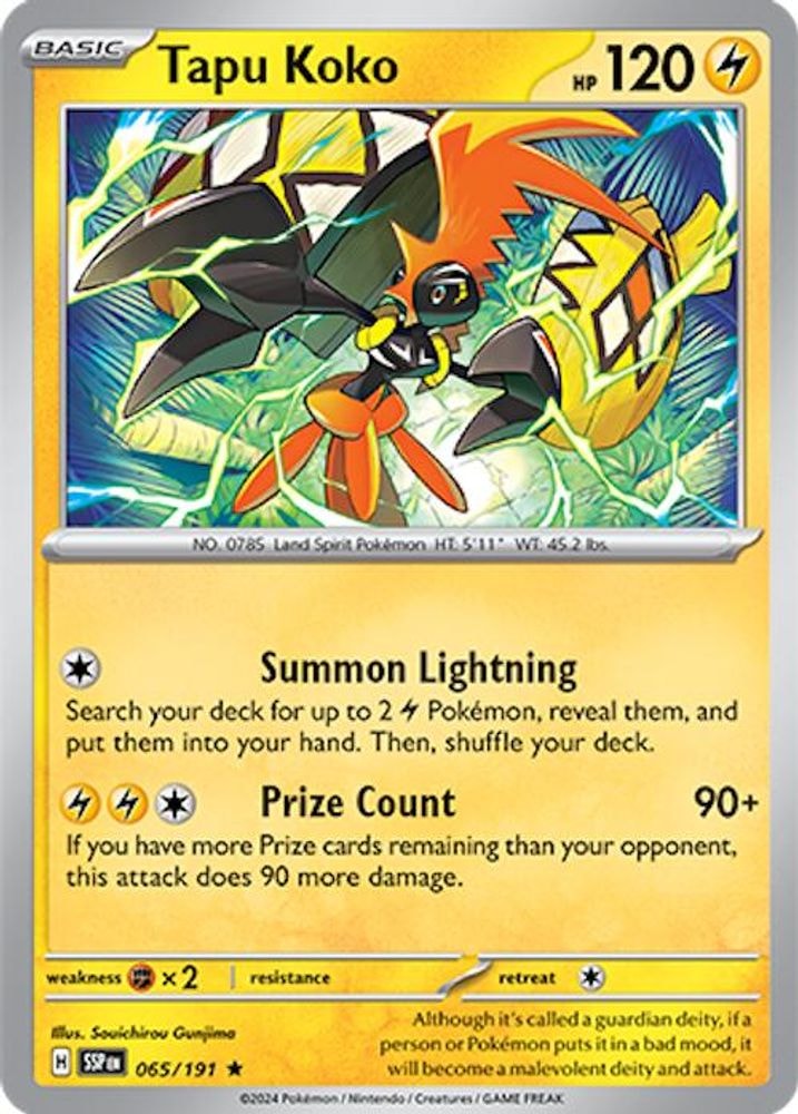 SV08: Surging Sparks (SSP) - Tapu Koko (#065/191, Rare) ()