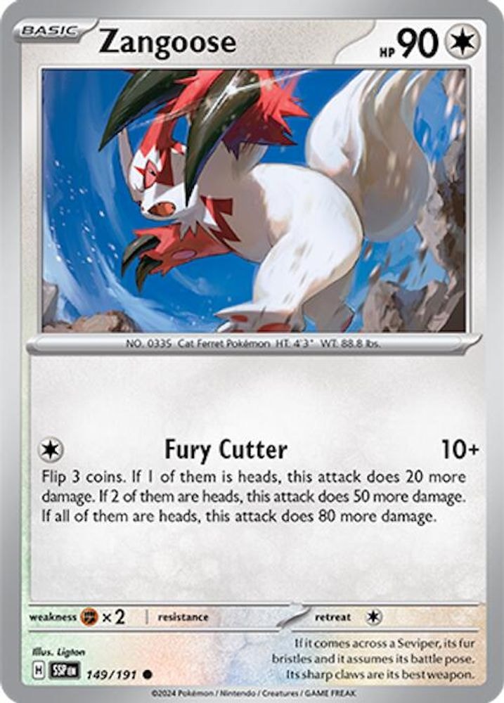 2024 Pokemon: SV08: Surging Sparks (SSP) - Zangoose (#149/191, Common)