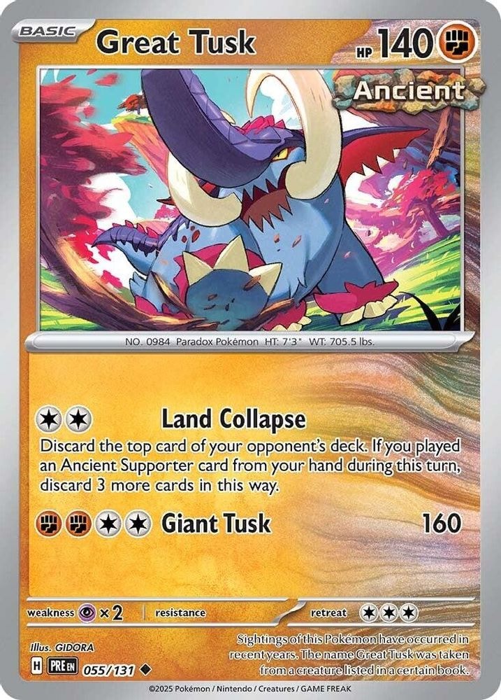 2025 Pokemon: SV: Prismatic Evolutions (PRE) - Great Tusk (#055/131, Uncommon)