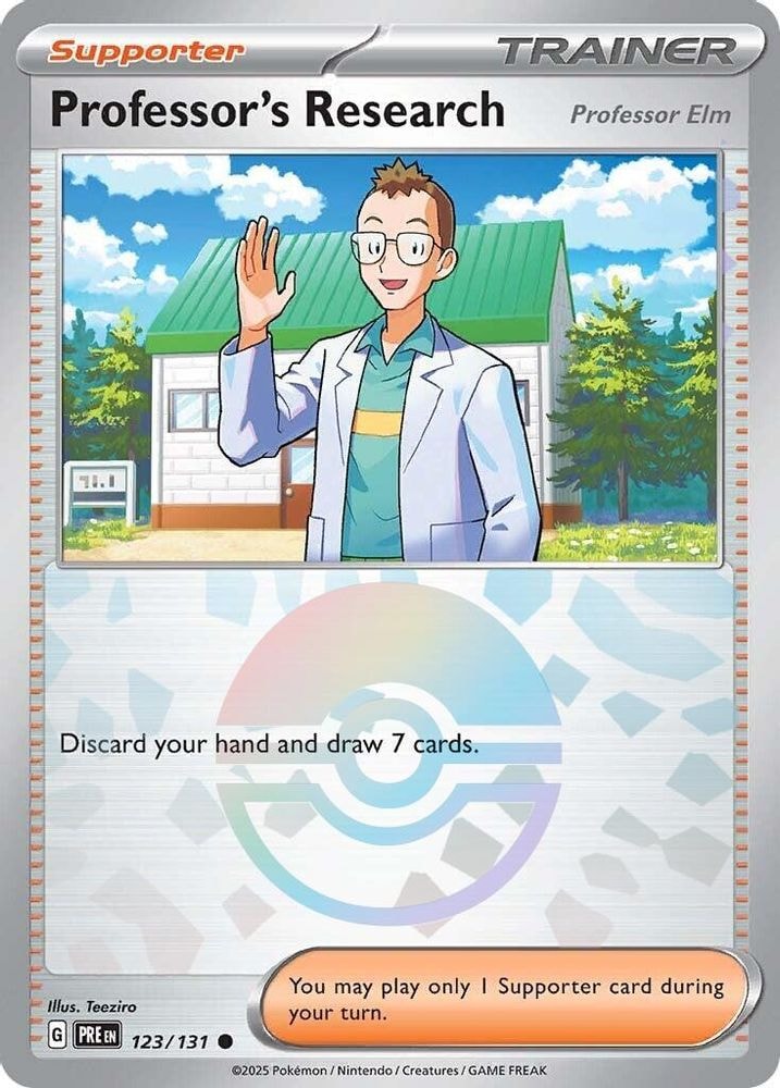 SV: Prismatic Evolutions (PRE) - Professor's Research [Professor Elm] (Poke Ball Pattern) (#123/131, Common)