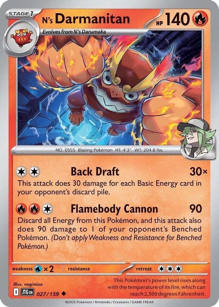 2025 Pokemon: SV09: Journey Together (JTG) - N's Darmanitan - 027/159 (#027/159, Uncommon)