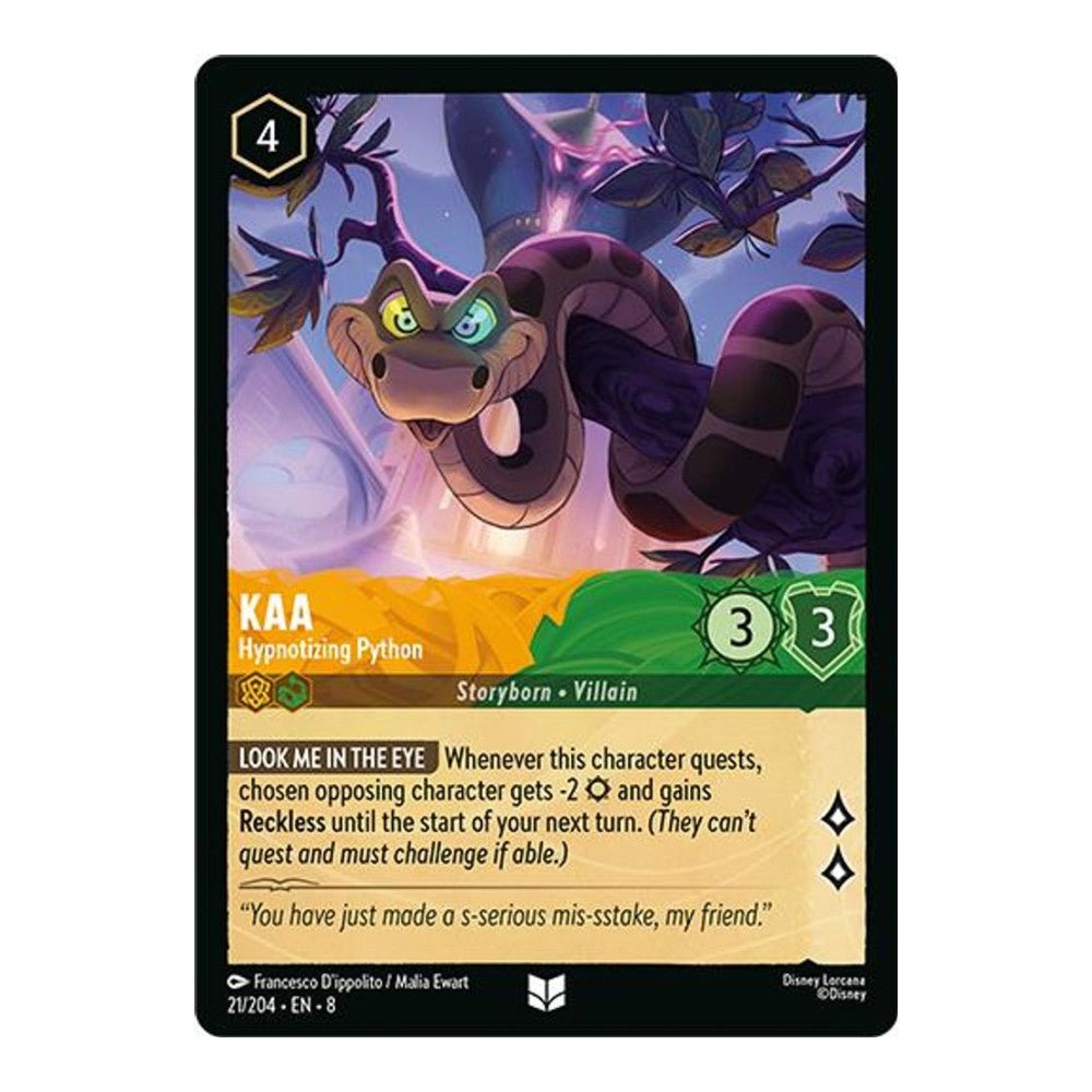 Reign of Jafar (8) - Kaa - Hypnotizing Python (#21/204) (Near Mint)