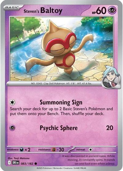 2025 Pokemon: SV10: Destined Rivals (DRI) - Steven's Baltoy (#083/182, Common)