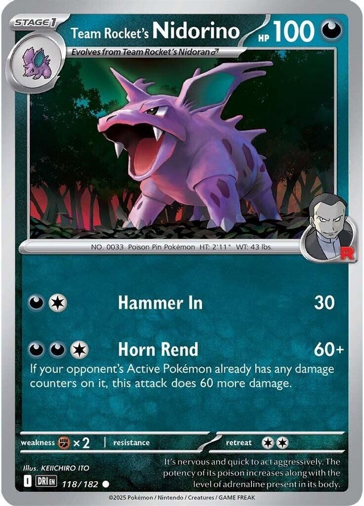 SV10: Destined Rivals (DRI) - Team Rocket's Nidorino (#118/182, Common) ()