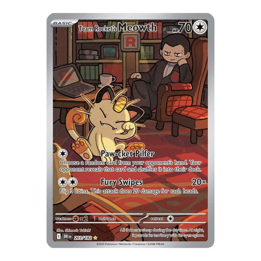 SV10: Destined Rivals (DRI) - Team Rockets Meowth 203 182 (#203/182) (Near Mint)