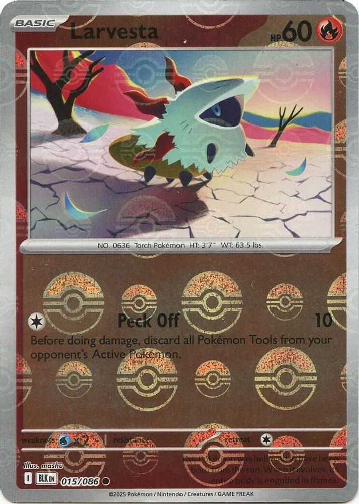 SV: Black Bolt (BLK) - Larvesta (Poke Ball Pattern) (#015/086, Common) ()