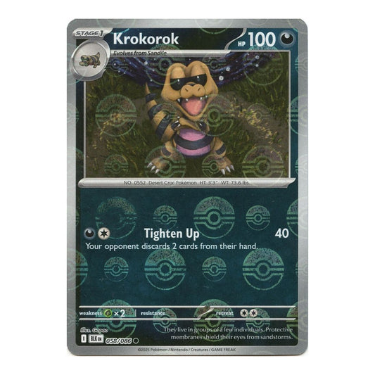 SV: Black Bolt (BLK) - Krokorok Poke Ball Pattern (#058/086) (Near Mint)