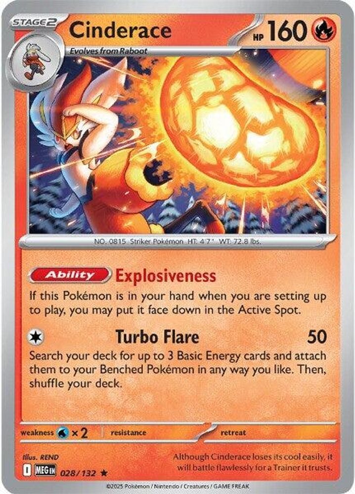 ME01: Mega Evolution (MEG) - Cinderace (#028/132, Rare) ()