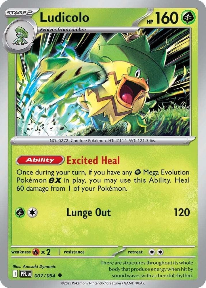 ME02: Phantasmal Flames (PFL) - Ludicolo - 007/094 (#007/094, Uncommon) ()