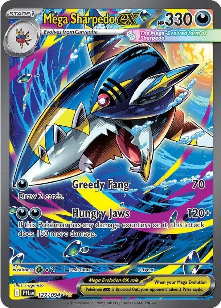 ME02: Phantasmal Flames (PFL) - Mega Sharpedo ex - 127/094 (#127/094, Special Illustration Rare) ()