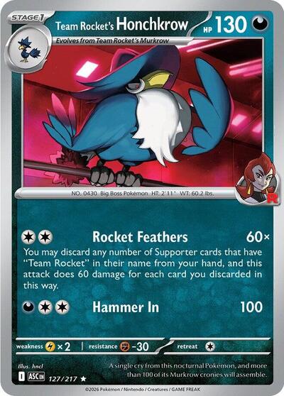 ME: Ascended Heroes (ASC) - Team Rocket's Honchkrow (#127/217, Rare) ()