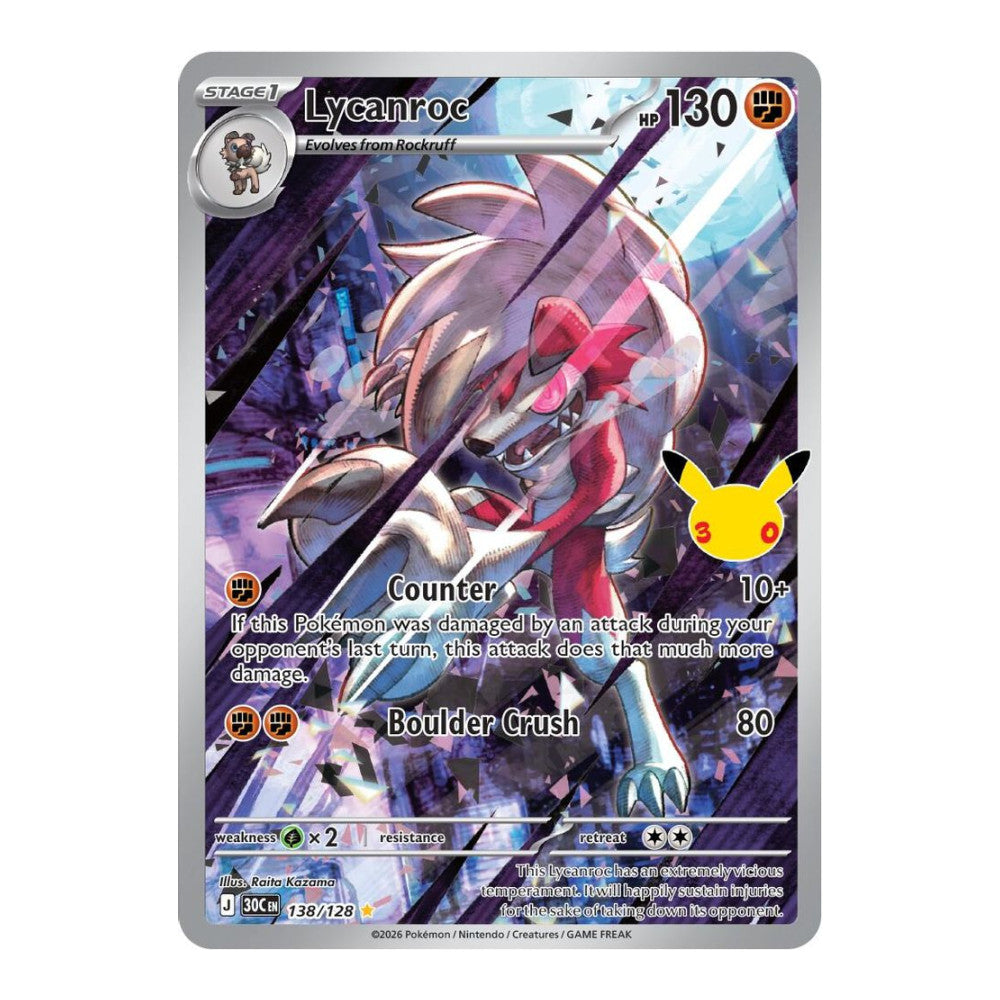 ME: 30th Celebration (30C) - Lycanroc - 138/128 (#138/128) (Near Mint)
