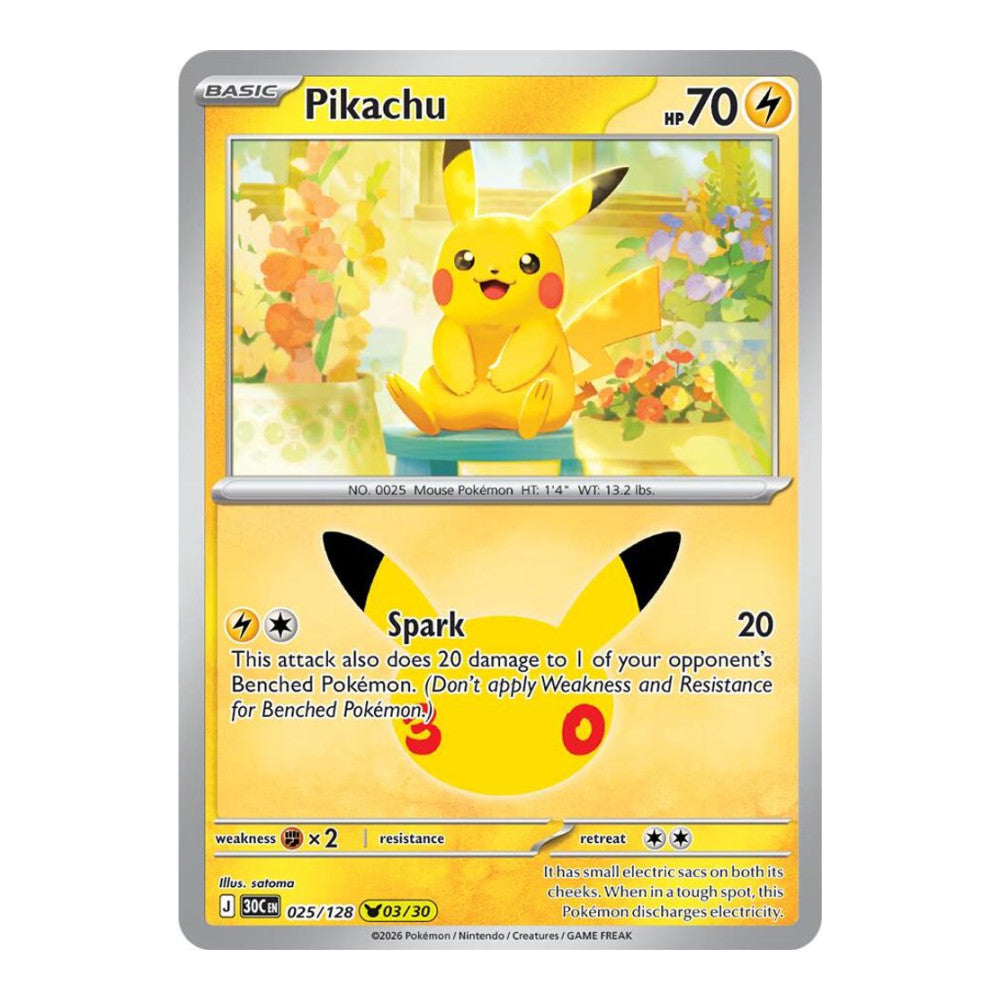 ME: 30th Celebration (30C) - Pikachu - 025/128 (#025/128) (Near Mint)