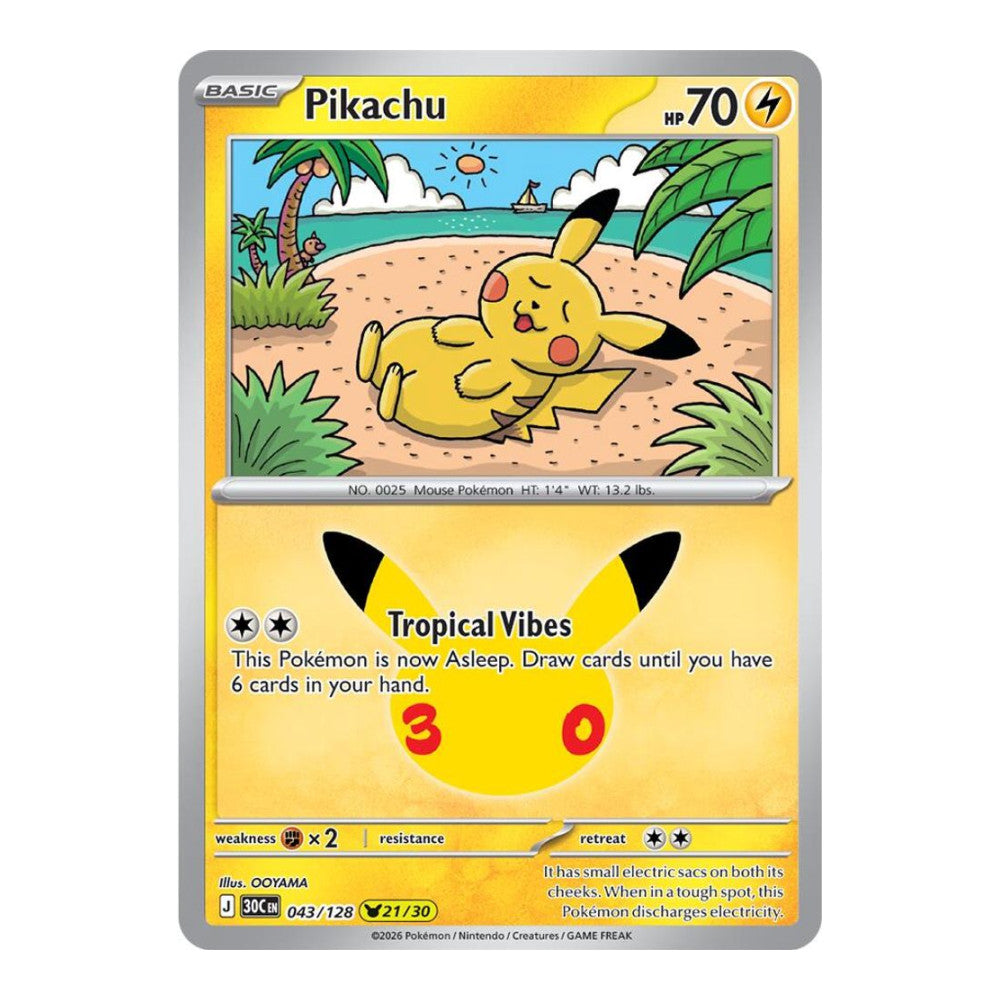 ME: 30th Celebration (30C) - Pikachu - 043/128 (#043/128) (Near Mint)